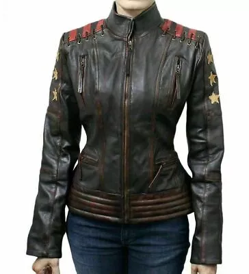 Buy Star Vintage And Classic Women's Dark Brown Genuine Leather Biker Style Jacket • 120.11£