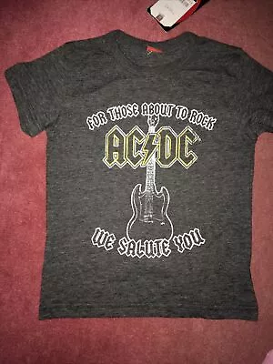 Buy BNWT Rrp £11 Next 4-5 Years AC/DC Rock Guitar T-shirt Dark Grey Boys Unisex? • 10£