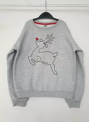 Buy TU Kids Girls Age 11 Years Grey Deer Christmas Jumper Great Clean Condition • 4.99£