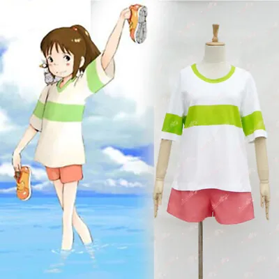 Buy Anime Spirited Away Chihiro Ogino Cosplay Costume Women's Casual T Shirt +Shorts • 31.19£