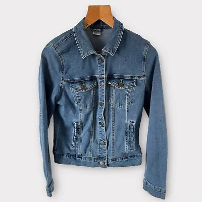 Buy Vero Moda Denim Jacket L Fit Uk 8 34” Blue Jean Hot Soya Button Stretch Casual • 3.99£