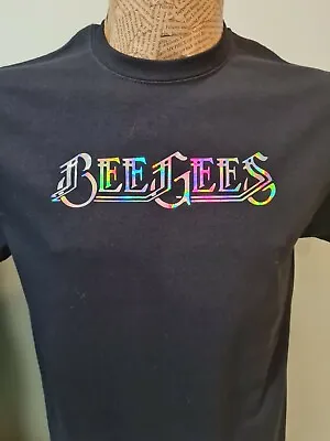 Buy Bee Gees BLACK UNOFFICIAL Stunning Holographic Logo T-Shirt Mens Unisex Top Tee • 13.99£