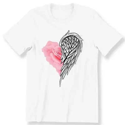 Buy Rose Wings Heart Men's Ladies T-shirt Heaven Angel Wings Graphic Gift T-shirt • 12.99£