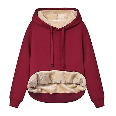Buy Women's Fleece Lined Hoodie Pullover Casual Plain Hooded Sweatshirt With Pocket • 26.21£