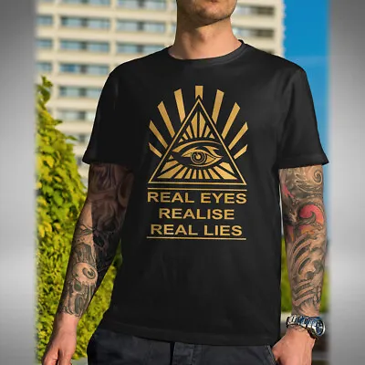 Buy Real Eyes Realise Real Lies Men's T-Shirt Size Small - 5XL Illuminati Conspiracy • 10.49£