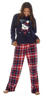 Buy Ladies Fleece Christmas Pyjamas Xmas Bear Check Tartan Pyjamas PJs Eve Box • 18.99£