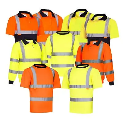 Buy Hi Viz Polo T Shirts High Visibility Reflective Tee Shirt Work Tops |S-3XL| • 10.95£