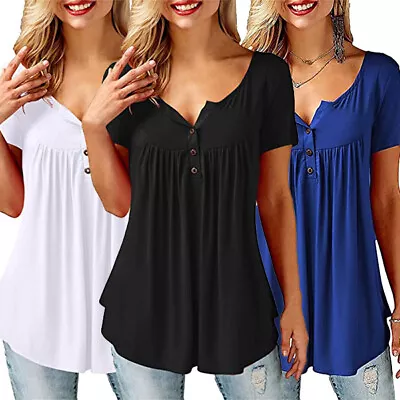 Buy Plus Size Women Loose Blouse Tops Ladies Summer Short Sleeve T-shirt Tee Holiday • 8.99£