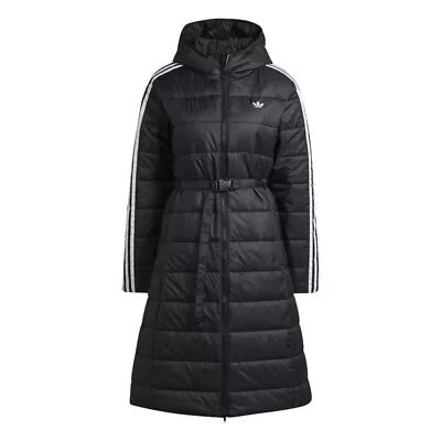 Buy Adidas Originals Womens Hooded Premium Long Slim Jacket Black • 85£