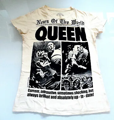 Buy QUEEN  NEWS OF THE WORLD  OFF-WHITE WOMEN'S T-SHIRT! (MEDIUM, OFFICIAL) Glam • 14.09£