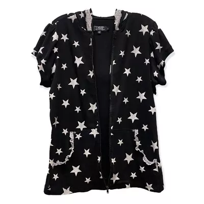 Buy Tripp NYC Womens L/XL Black Star Print Short Sleeve Zip Hoodie Sweatshirt Jacket • 47.23£