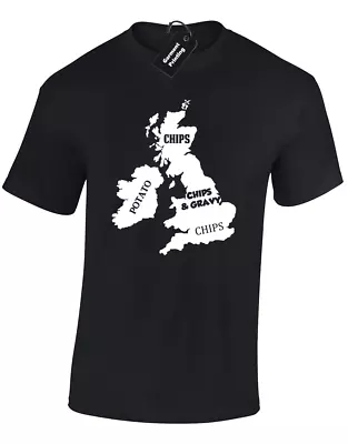 Buy Chips, Chips + Gravy Mens T-shirt Funny Map Design Northern Southern Irish • 7.99£