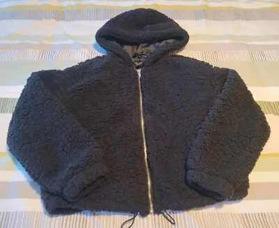 Buy New Look Black Cosy Borq Teddy Zip Up Hooded Jacket, 6 Petite *Next Day Post* • 4.99£