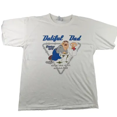Buy Family Guy  Dutiful Dad  Funny Goofy Graphic T Shirt Size L White Gildan Heavy • 16.99£