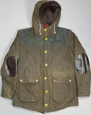 Buy Barbour Game Parka Wax Jacket Mens Large Green Hooded Patch Outdoor Mod Coat • 160£