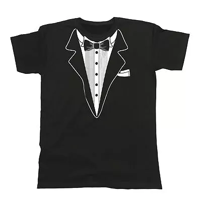 Buy Tuxedo Mens  T-Shirt Suit Tie Wedding Fancy Dress Stag Party Dinner Gift • 8.99£