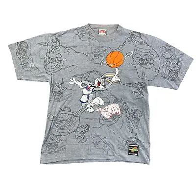 Buy Nutmeg 1996 Space Jam Warner Bros Grey T-Shirt Vintage Mens Large • 99.99£