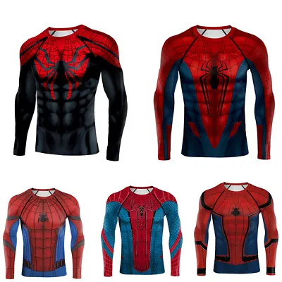 Buy The Amazing Homecoming Spiderman T-shirts Costume Sport Long Sleeve Tops Tee Gym • 19.09£
