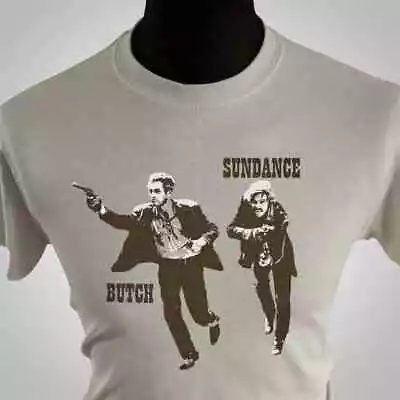 Buy Butch And Sundance T Shirt Retro Movie Cowboys Outlaws Newman Redford Sand • 16.99£