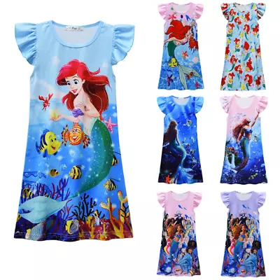 Buy Girls Little Mermaid Ariel Princess Dress Nightgown Skirt Loungewear Nightdress • 4.27£