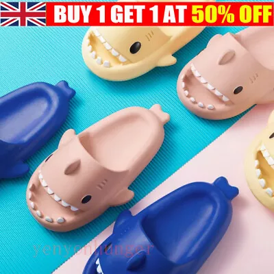 Buy Kids Slides Thick Sole Sharks Slippers Non-Slip In/Outdoor Sliders Sandals Shoes • 8.32£