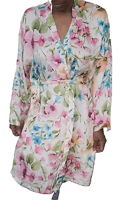 Buy Intimissimi Women's Floral Satin Dressing Gown House Belted Coat UK Size 14/16 • 0.99£