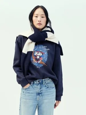 Buy H&M Women's Christmas Sweatshirt Jumper Dark Blue/Mickey Mouse Uk M • 16.90£