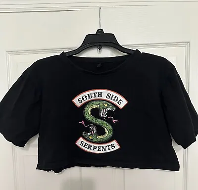 Buy Riverdale South Side Serpents Black Crop Top T-Shirt Ladies Size Large • 3.77£