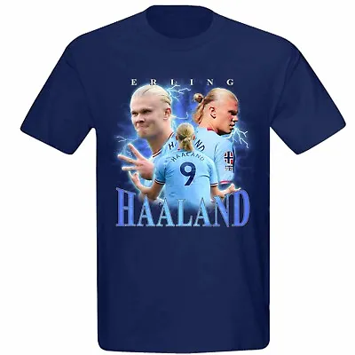 Buy Adults Erling Haaland Man City Striker T-Shirt City Goal King Erling Haaland Tee • 14.99£