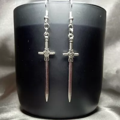 Buy Handmade Silver Sword Dagger Earrings Gothic Gift Jewellery Fashion Accessory • 4.50£