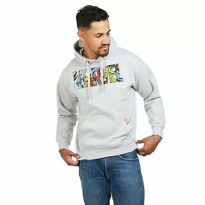 Buy Official Marvel Mens Logo Characters Pullover Hood Grey Marl S - XXL • 24.99£