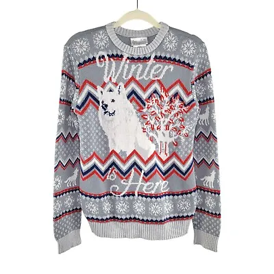 Buy Game Of Thrones 'Winter Is Here' Knit Fair Isle Crew Neck Sweater Women's Size M • 16.57£