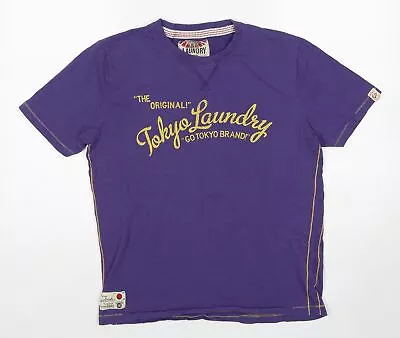 Buy Tokyo Laundry Womens Purple Cotton Basic T-Shirt Size M Crew Neck • 2.75£