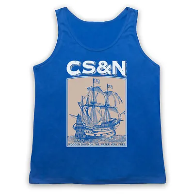 Buy Crosby, Stills & Nash Csn Unofficial Wooden Ships Rock Adults Vest Tank Top • 18.99£