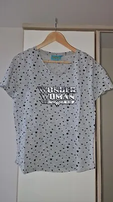 Buy Wonder Woman Official T Shirt Grey Stars Cotton Size S • 5.99£