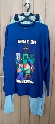 Buy Boys Blue Mix Minecraft Pyjama Set Age 13-14 From Marks And Spencer BNWT • 12.99£