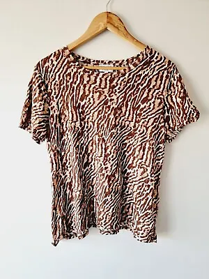 Buy WITCHERY Animal Print Linen Tee SIZE LARGE 14 Tshirt Top • 20.14£