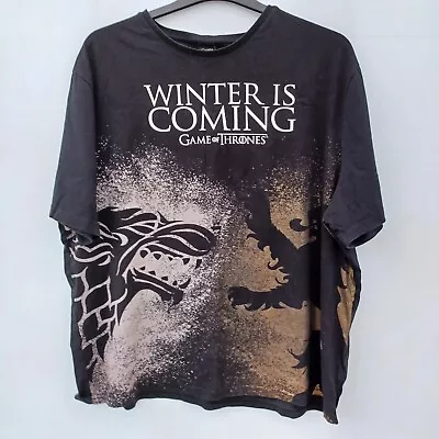 Buy Mens Game Of Thrones WINTER IS COMING T Shirt Top Jon Snow Size 2XL • 9.95£