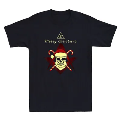 Buy Masonic Widow's Son Santa Claus Mason Skull Merry Christmas Retro Men's T-Shirt • 13.99£