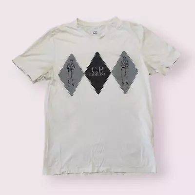 Buy CP Company Mens T Shirt White Medium Short Sleeve Casual Football Big Logo • 30£