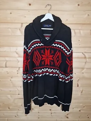 Buy Ralph Lauren Polo XXL Snowflake Cashmere Blend Sweater Jumper Black Fair Isle  • 125£