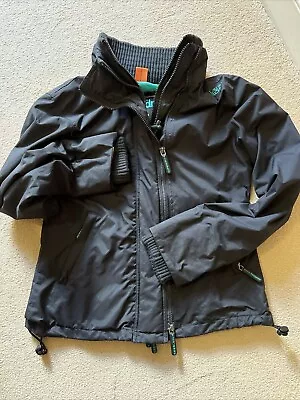 Buy Superdry Jacket Windcheater Womens SIze 10/Medium In Black With Green Logo • 19.99£
