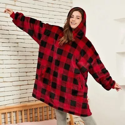 Buy Oversized Hoodie Blanket Soft Long Plush Sherpa Fleece Giant Hooded Sweatshirt • 7.59£