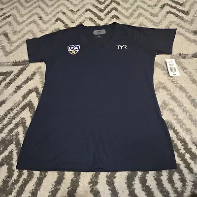 Buy TYR Womens Alliance Tech Tee USA Water Polo V Neck Short Sleeve Navy Blue XS NWT • 9.46£