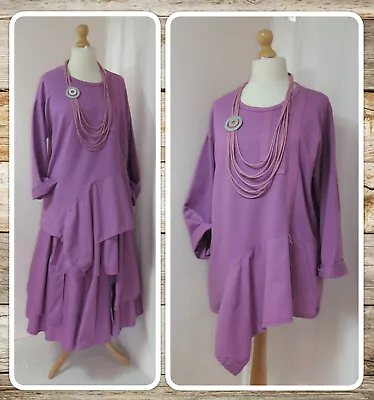 Buy BNWT, QUIRKY, LAGENLOOK, VIOLET, COTTON, TUNIC TOP By ID CLOTHING, OSFA PLUS • 29.99£