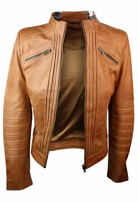 Buy Women Ladies Biker Brown Stylish Fashion Genuine Real Leather Jacket • 89.99£