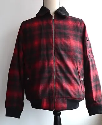 Buy Mens Red Herring Polyester Black/Red Check Jacket Coat - Medium *NEW* • 25.99£