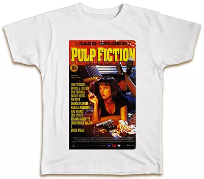 Buy Pulp Fiction Movie Poster T-Shirt Uma Thurman Samuel L Jackson Top Gift Present • 7.99£