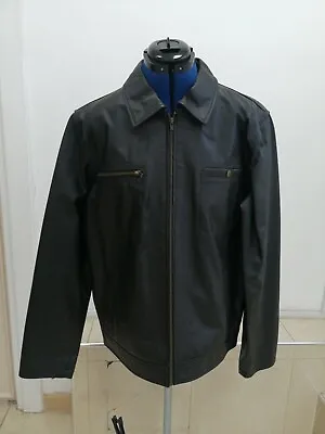 Buy Men Real Leather Jacket Black Classic Zip Up Gents Casual Outfit Size Large UK • 39.99£