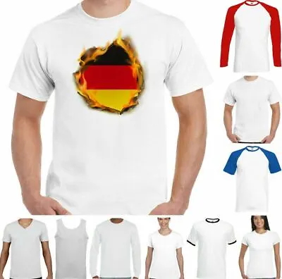 Buy German T-Shirt Mens Football Flag Flames Germany Bundesflagge Und Handelsflagge • 9.99£